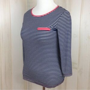 Anthropologie Robin K Women’s Striped Top Navy White Coral, Colorful, Large